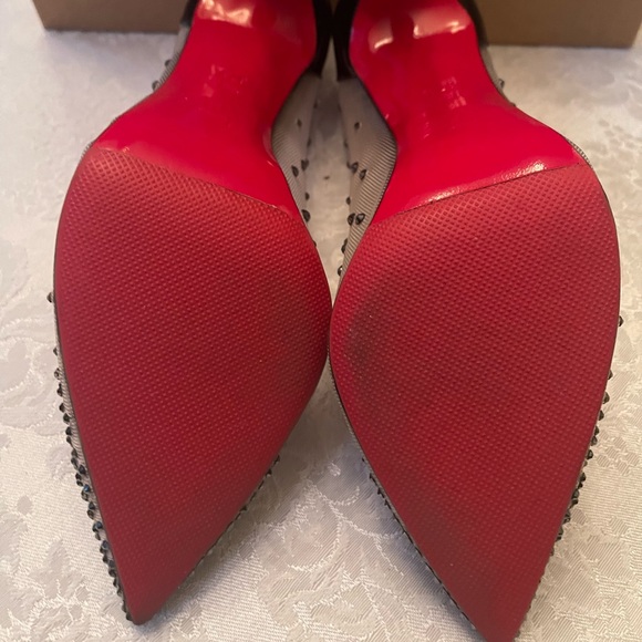 Christian Louboutin Follies Strass 100mm Heels - Hematite 37.5 - Picture 13 of 15